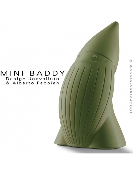 Nain de jardin BADDY Mini, statuette déco en plastique couleur kaki.