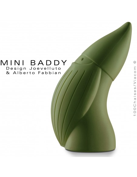 Nain de jardin BADDY Mini, statuette déco en plastique couleur kaki.