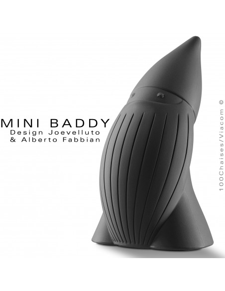 Nain de jardin BADDY Mini, statuette déco en plastique couleur noir.
