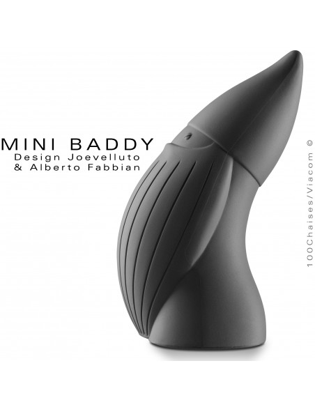 Nain de jardin BADDY Mini, statuette déco en plastique couleur noir.