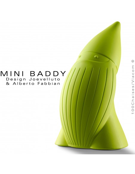 Nain de jardin BADDY Mini, statuette déco en plastique couleur verte.