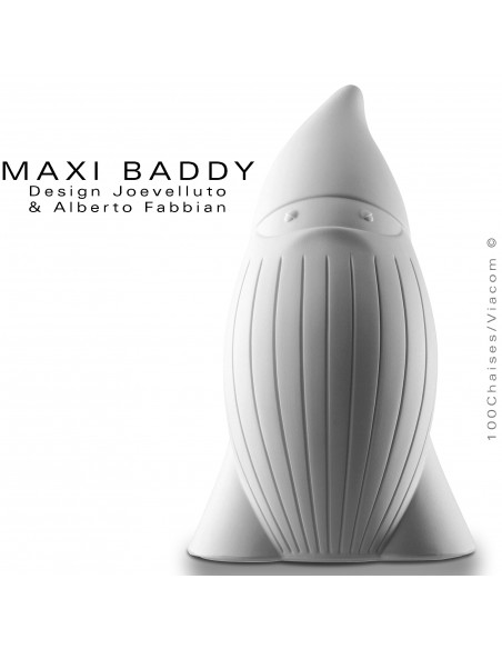 Nain de jardin plastique BADDY Maxi, statuette déco plastique couleur blanche.