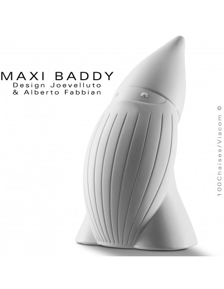 Nain de jardin plastique BADDY Maxi, statuette déco plastique couleur blanche.