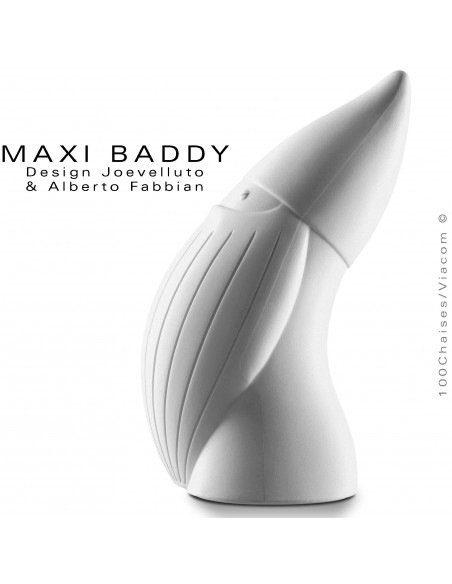 Nain de jardin plastique BADDY Maxi, statuette déco plastique couleur blanche.