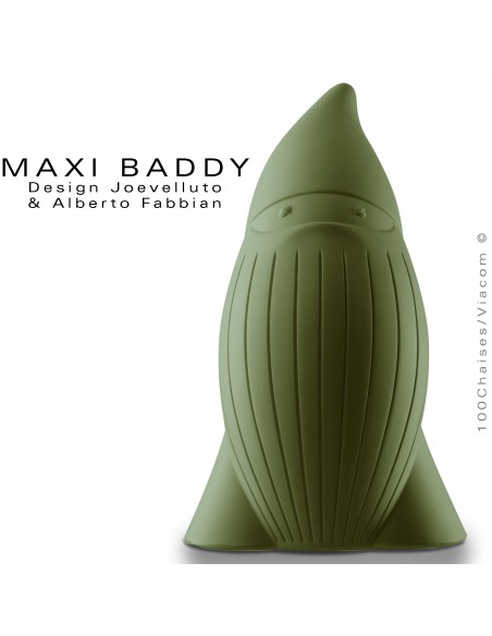 Nain de jardin plastique BADDY Maxi, statuette déco plastique couleur kaki.