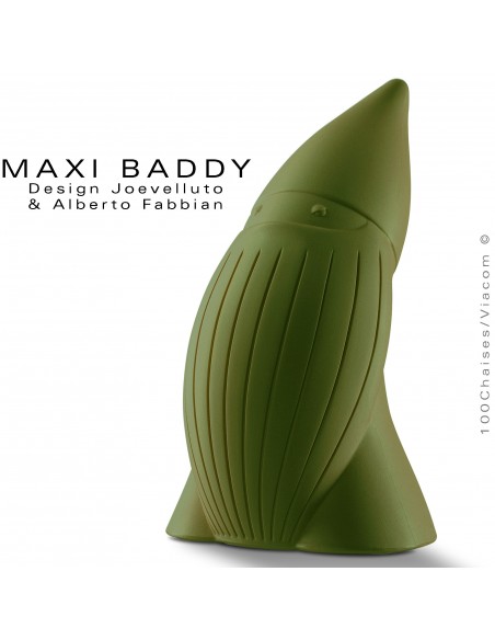 Nain de jardin plastique BADDY Maxi, statuette déco plastique couleur kaki.