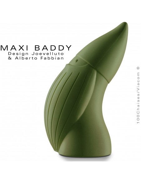 Nain de jardin plastique BADDY Maxi, statuette déco plastique couleur kaki.