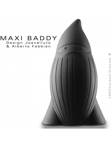 Nain de jardin plastique BADDY Maxi, statuette déco plastique couleur noir.