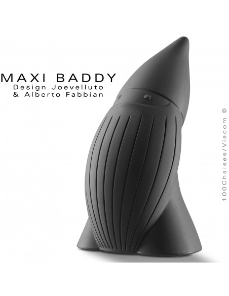 Nain de jardin plastique BADDY Maxi, statuette déco plastique couleur noir.
