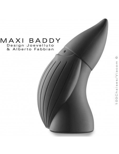Nain de jardin plastique BADDY Maxi, statuette déco plastique couleur noir.