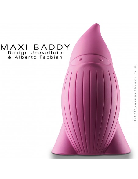 Nain de jardin plastique BADDY Maxi, statuette déco plastique couleur rose.