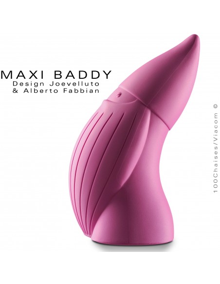 Nain de jardin plastique BADDY Maxi, statuette déco plastique couleur rose.
