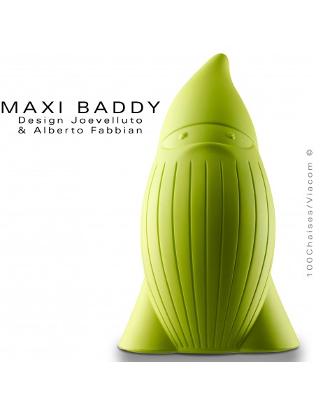 Nain de jardin plastique BADDY Maxi, statuette déco plastique couleur vert pistache.