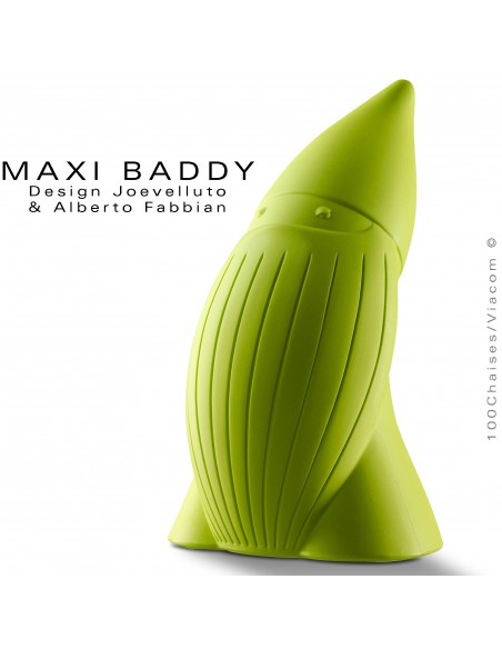 Nain de jardin plastique BADDY Maxi, statuette déco plastique couleur vert pistache.