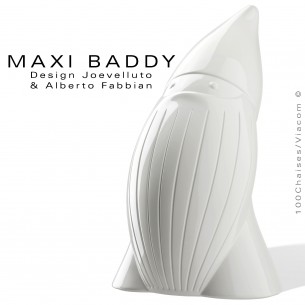 Nain de jardin BADDY-Maxi, statuette plastique déco, finition laqué blanc.