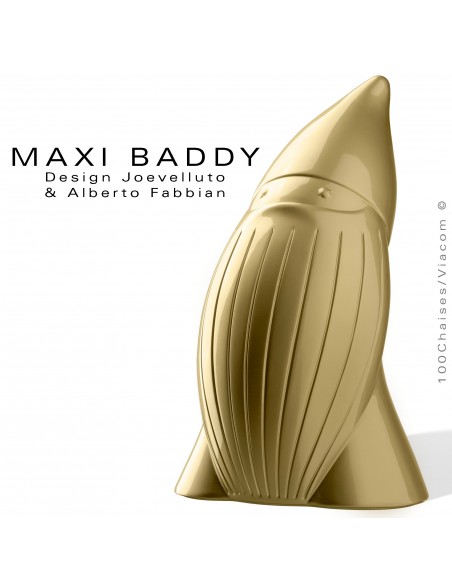 Nain de jardin BADDY-Maxi, statuette plastique déco, finition laqué Or.