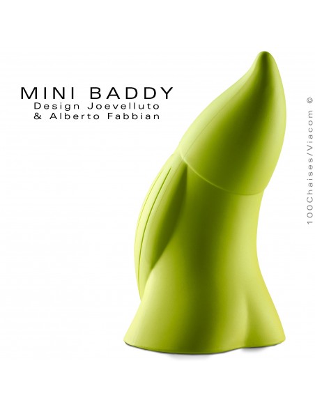 Nain de jardin BADDY Mini, statuette déco en plastique de couleur vert pistache.
