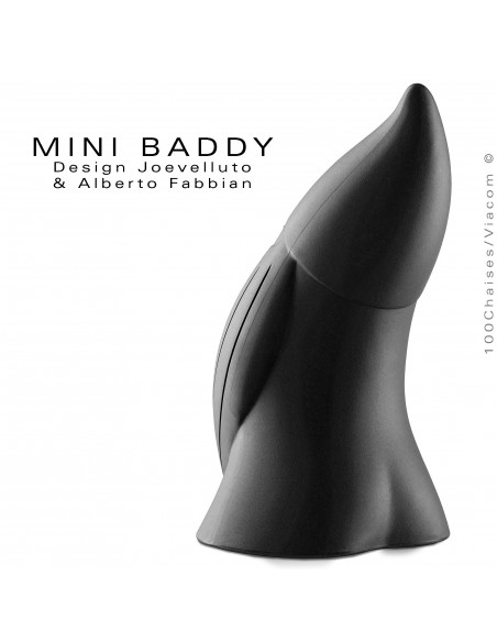 Nain de jardin BADDY Mini, statuette déco en plastique couleur noir.