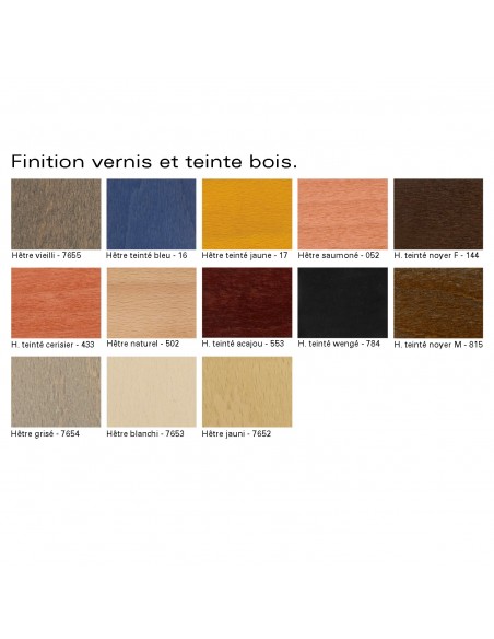 Palette finition assise vernis ou teinte tabouret ARTY-Q, assise bois.