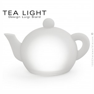 Théière lumineuse TEA-LIGHT, structure plastique, éclairage LED couleur, chargement induction.