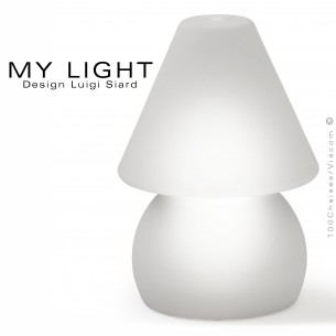 Lampe de table lumineuse MY-LIGHT, structure plastique, éclairage LED couleur, chargement induction.
