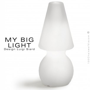 Maxi lampe lumineuse MY-BIG-LIGHT, plastique, éclairage tube LED, base inox, prise d'alimentation.