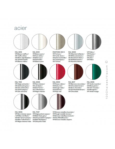 Palette couleur peinture finition piétement acier pour banquette design NOMAD au choix.