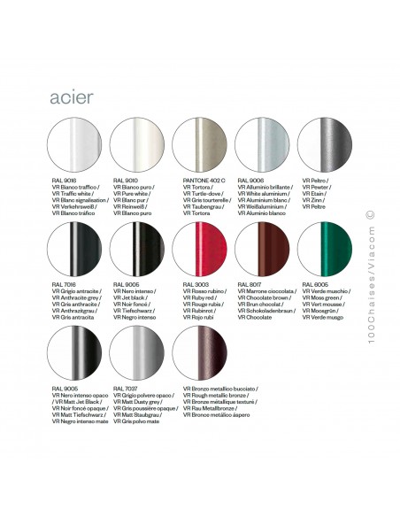 Palette couleur peinture finition piétement acier pour banquette design NOMAD au choix.