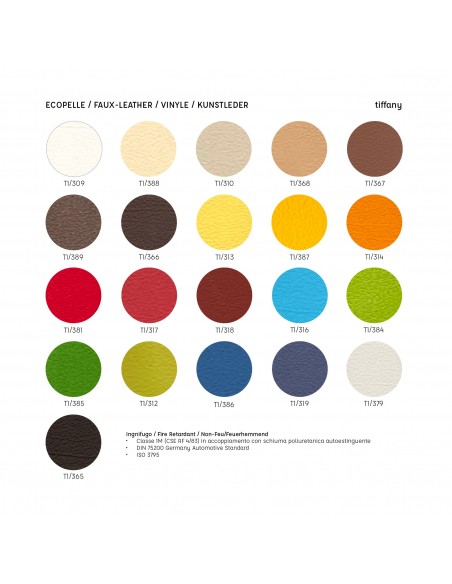 Palette couleur cuir synthétique Tiffany pour habillage banquette design METROPOLITAN.