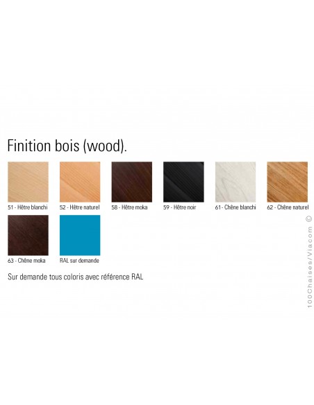 Palette finition bois fauteuil BLOG, structure bois de hêtre finition peinture RAL ou vernis au choix.