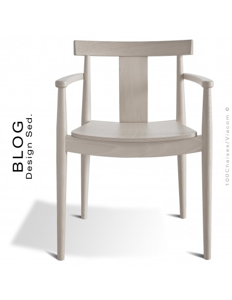 Fauteuil bois BLOG, structure bois de hêtre vernis chêne blanchi.