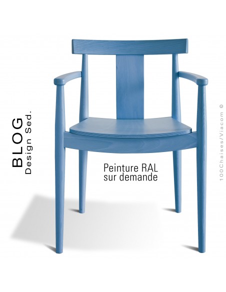 Fauteuil bois BLOG, structure bois de hêtre finition peinture RAL au choix.