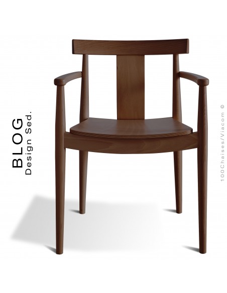 Fauteuil bois BLOG, structure bois de hêtre vernis chêne moka.