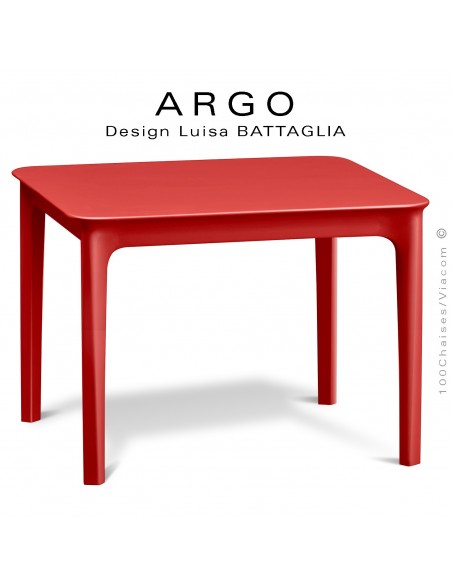 Petite table d'appoint ARGO, structure plastique couleur rouge, pour terrasse et extérieur.