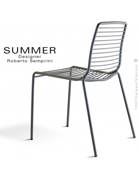 Chaise SUMMER, pour terrasse et extérieur, structure acier peint anthracite - Lot de 2 pièces.