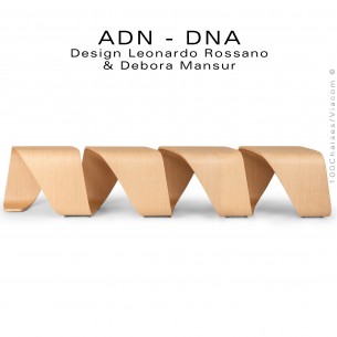 Banc d'attente 4 places - ADN aux formes hélicoïdales en contreplaqué finition placage chêne naturel