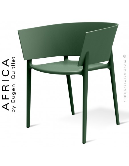 Fauteuil d'extérieur ou terrasse AFRICA, structure et assise coque plastique vert Pickle - Lot de 4 pièces.