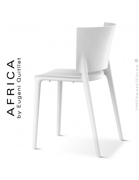 Chaise d'extérieur ou pour terrasse AFRICA, structure et assise coque plastique couleur blanche.