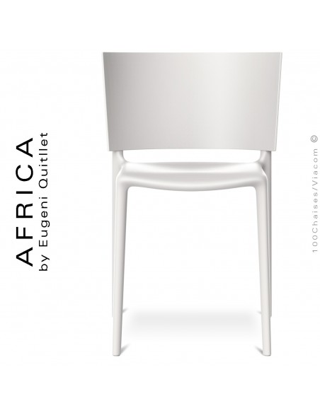 Chaise d'extérieur ou pour terrasse AFRICA, structure et assise coque plastique couleur blanche.