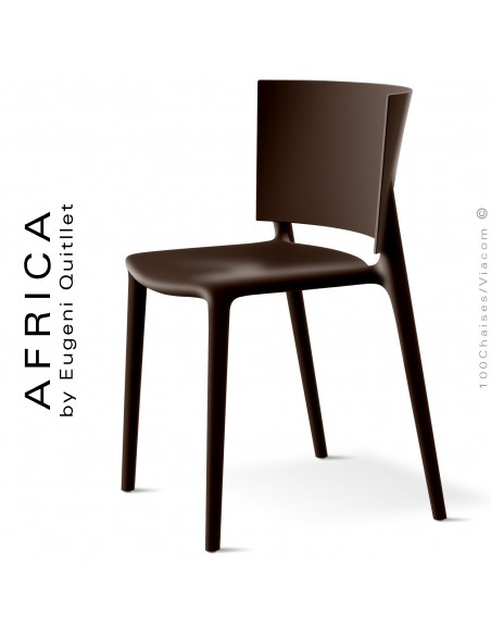Chaise d'extérieur ou terrasse AFRICA, structure et assise coque plastique couleur bronze.