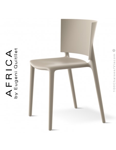 Chaise d'extérieur ou terrasse AFRICA, structure et assise coque plastique couleur écru.