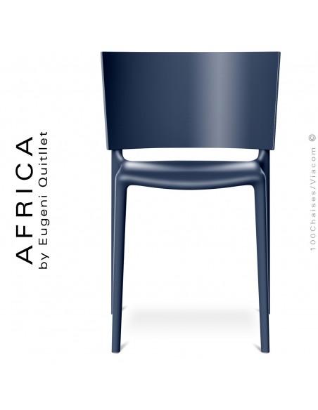 Chaise d'extérieur ou terrasse AFRICA, structure et assise coque plastique couleur bleu Navy.