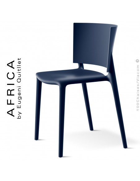 Chaise d'extérieur ou terrasse AFRICA, structure et assise coque plastique couleur bleu Navy.