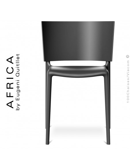 Chaise d'extérieur ou pour terrasse AFRICA, structure et assise coque plastique couleur noir.