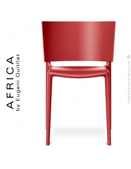 Chaise d'extérieur ou pour terrasse AFRICA, structure et assise coque plastique couleur rouge.
