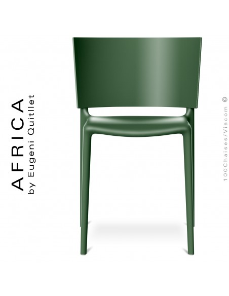 Chaise d'extérieur ou pour terrasse AFRICA, structure et assise coque plastique couleur vert Pickle.