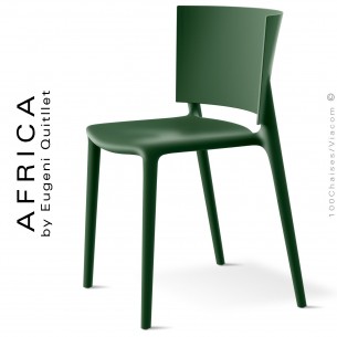 Chaise d'extérieur ou pour terrasse AFRICA, structure et assise coque plastique couleur vert Pickle.