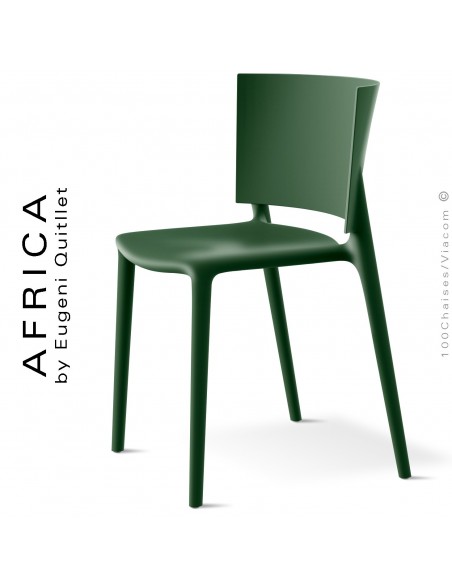 Chaise d'extérieur ou pour terrasse AFRICA, structure et assise coque plastique couleur vert Pickle.