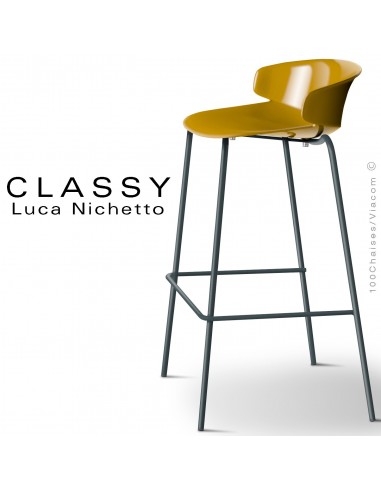 Nouveautés chaise haute et tabouret mobilier de bureau jaune en laine et  polypropylène