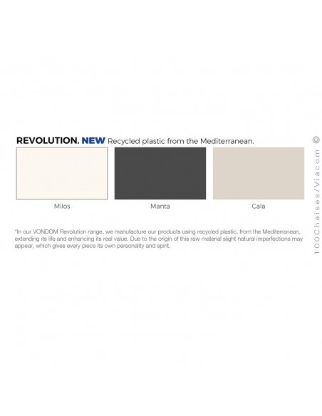Palette couleur chaise d'extérieur ou terrasse AFRICA, structure et assise plastique recyclé.